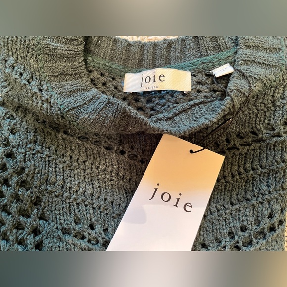 Joie Lala Puff Sleeve Crochet Open Knit Sweater in Jungle Green, Size S, NWOT - Picture 6 of 6